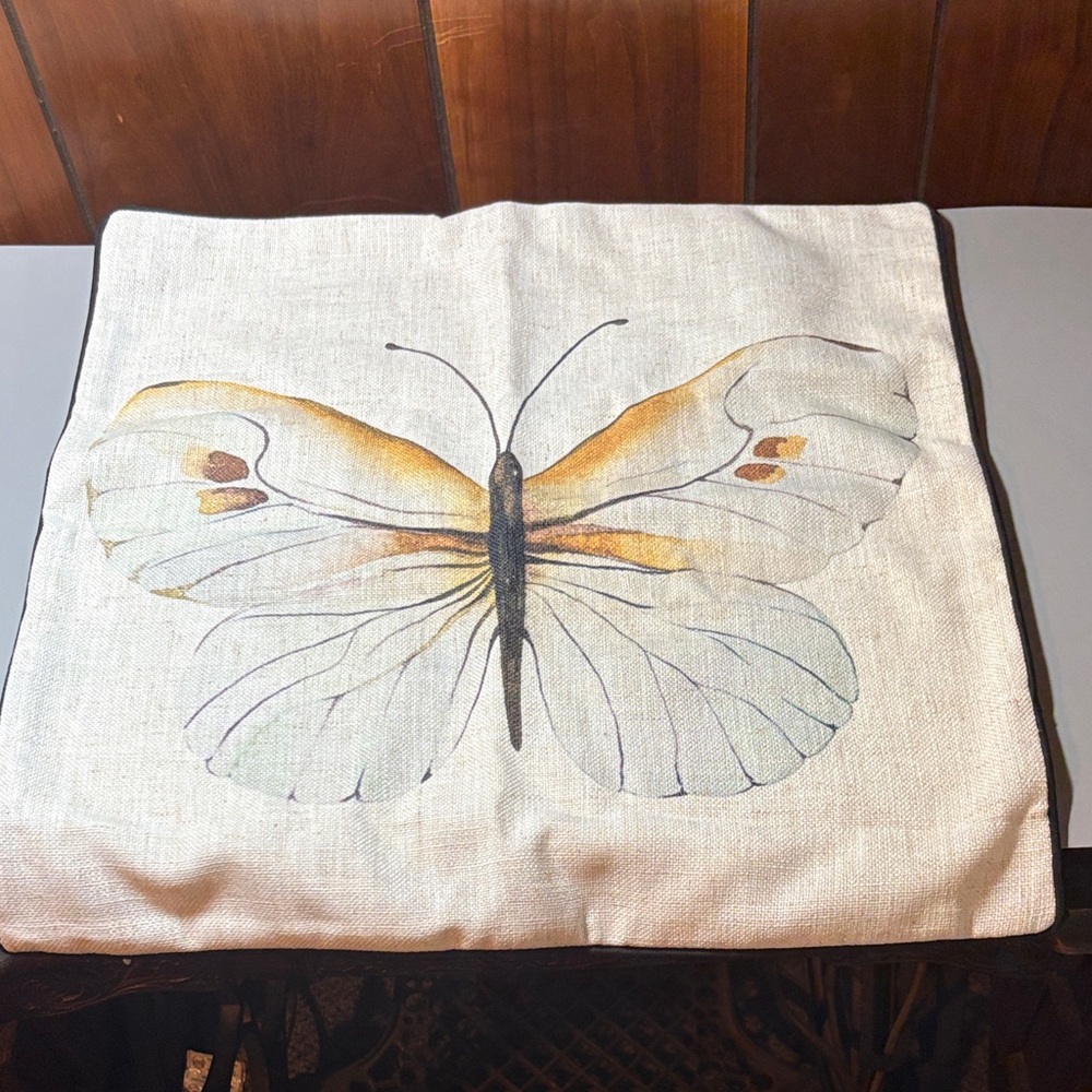Elegant Butterfly Accent Pillow Cover for 18” square pillow
